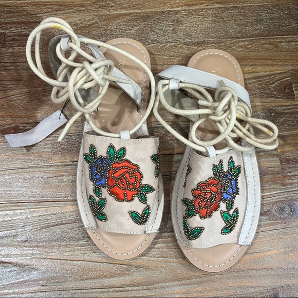 ASOS Shoes - ASOS Embroidered and Beaded Floral Lace-Up Sandal